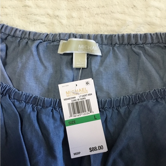 Michael Michael Kors off the shoulder denim ruffle top size large new with tag - Picture 9 of 10